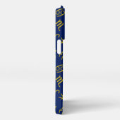 Sagittarius Zodiac+Astrologie Symbole Ptn Gld+Blue iPhone Hülle (Rechte Seite)