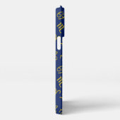 Sagittarius Zodiac+Astrologie Symbole Ptn Gld+Blue iPhone Hülle (Rechte Seite)