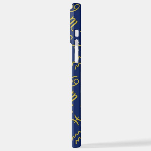 Sagittarius Zodiac+Astrologie Symbole Ptn Gld+Blue iPhone Hülle (Linke Seite)