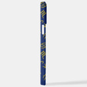 Sagittarius Zodiac+Astrologie Symbole Ptn Gld+Blue iPhone Hülle (Rechte Seite)