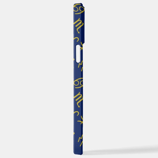 Sagittarius Zodiac+Astrologie Symbole Ptn Gld+Blue iPhone Hülle (Rechte Seite)