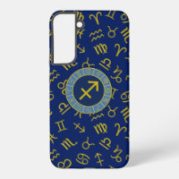 Sagittarius Zodiac+Astrologie Symbole Ptn Gld+Blue