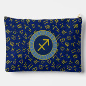 Sagittarius Zodiac+Astrologie Symbole Ptn Gld+Blue Zubehörtasche (Rückseite)