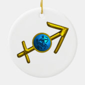SAGITTARIUS ZODIAC BIRTHDAY JEWEL Blue Türkise Keramikornament (Hinten)
