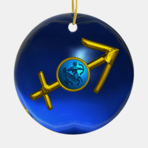 SAGITTARIUS ZODIAC BIRTHDAY JEWEL Blue Türkise Keramikornament