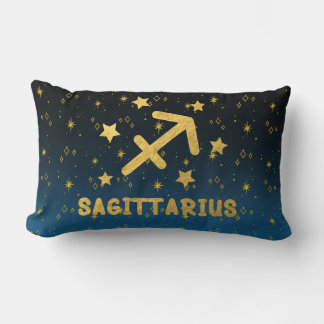 Sagittarius Zodiac Blue und Gold Lumbar Pillow Lendenkissen