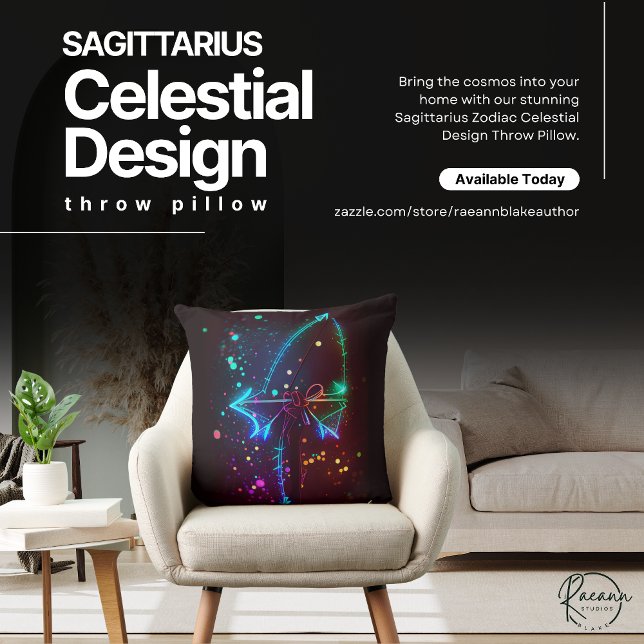 Sagittarius Zodiac Celestial Design Throw Pillow Kissen (Von Creator hochgeladen)