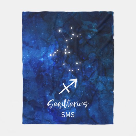 Sagittarius Zodiac Constellation Galaxy Monogram Fleecedecke (Vorderseite)