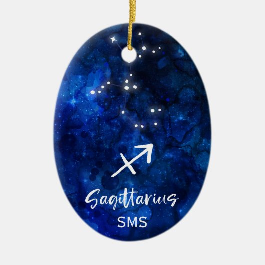 Sagittarius Zodiac Constellation Galaxy Monogram Keramik Ornament (Vorne)