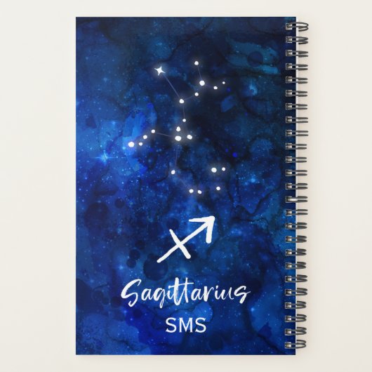 Sagittarius Zodiac Constellation Galaxy Monogram Planer (Rückseite)