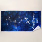 Sagittarius Zodiac Constellation Galaxy Monogram Strandtuch (Vorderseite)