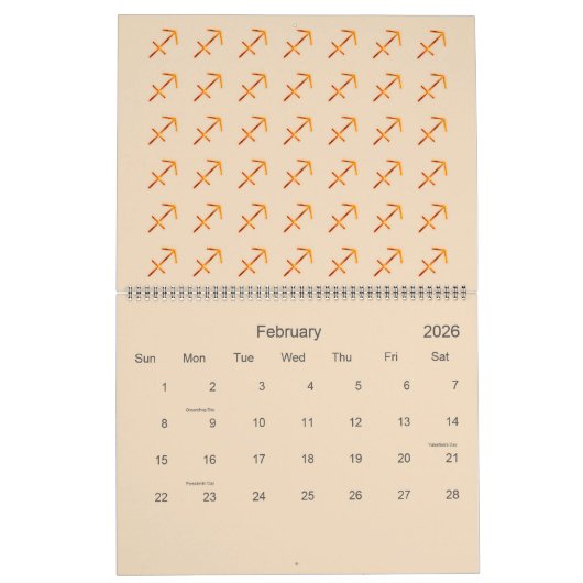 Sagittarius Zodiac Dezember Farbige Zeichen Kalender (Feb 2026)