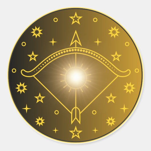 Sagittarius Zodiac Emblem Minimal Celestial Symbol Runder Aufkleber (Vorderseite)