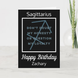 Sagittarius Zodiac Fun Zitat Black & White Geburts Karte