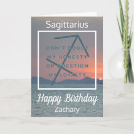 Sagittarius Zodiac Fun Zitat Blue & White Geburtst Karte