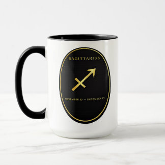 Sagittarius Zodiac Gold Oval Emblem Mug | Luxury A Tasse
