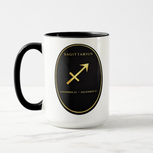 Sagittarius Zodiac Gold Oval Emblem Mug | Luxury A Tasse (Links)