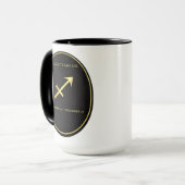 Sagittarius Zodiac Gold Oval Emblem Mug | Luxury A Tasse (Vorderseite Links)