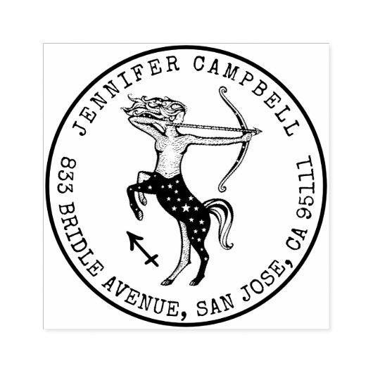 Sagittarius Zodiac Hand gezeichnet | RÜCKSENDEADRE Gummistempel (Prägung)