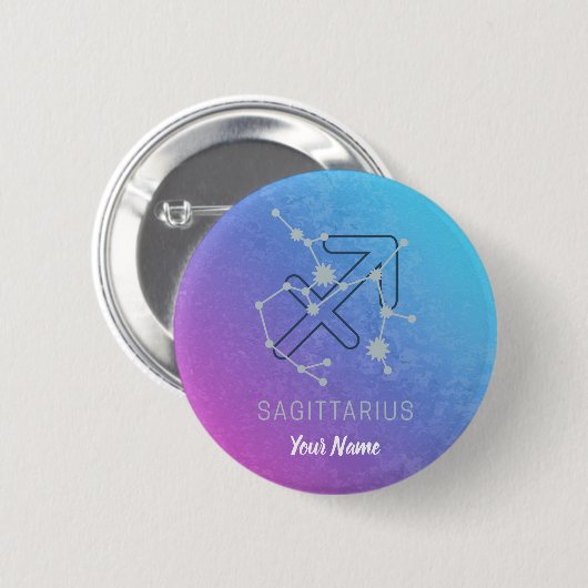 Sagittarius Zodiac Horoscope Star Constellation Button (Vorne & Hinten)