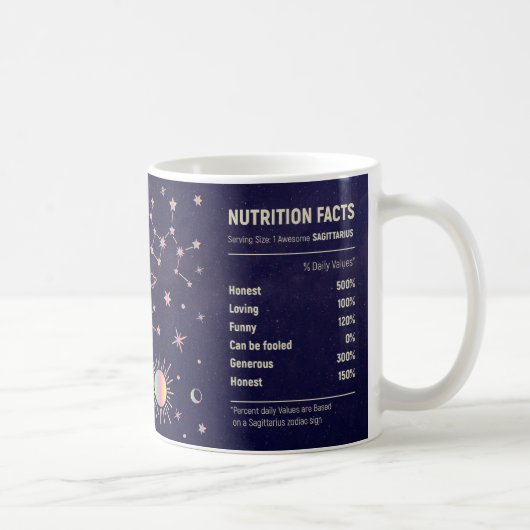 Sagittarius zodiac Horoskop lustige Ernährungsfakt Kaffeetasse (Rechts)