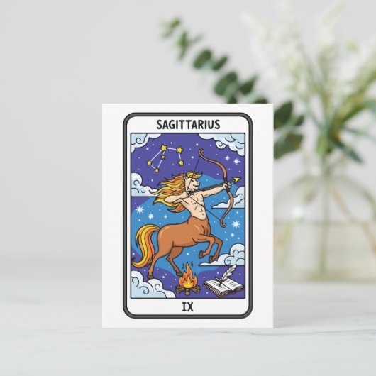 Sagittarius Zodiac Illustration Tarot Style Postkarte (Stehend Vorderseite)