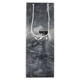 Sagittarius Zodiac in Grunge gestörter Stahl ausse Geschenktüte Für Weinflaschen