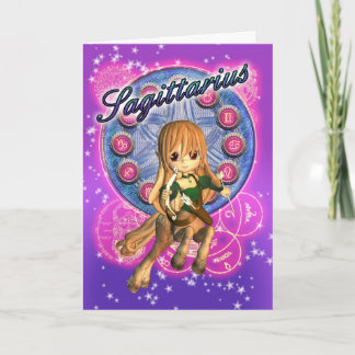Sagittarius Zodiac-Karte mit Niedlichem Frauenzent Karte