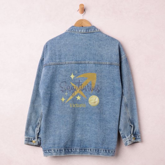 Sagittarius Zodiac Modern Personalisiert Jean Jeansjacke (Hangar)