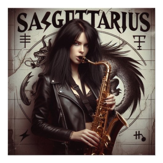 Sagittarius Zodiac Musician Saxophon Fotodruck (Vorne)