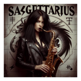 Sagittarius Zodiac Musician Saxophon Poster