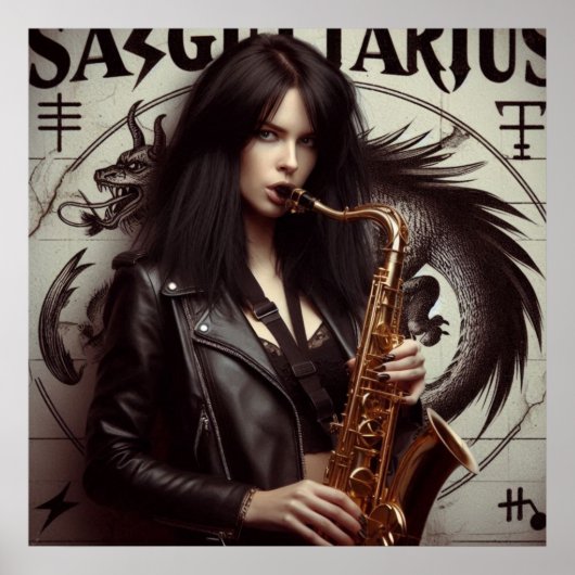 Sagittarius Zodiac Musician Saxophon Poster (Vorne)