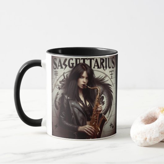 Sagittarius Zodiac Musician Saxophon Tasse (Mit Donut)