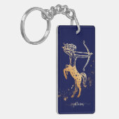 Sagittarius Zodiac Navy Blue Gold Keychain Design Schlüsselanhänger (Vorderseite links)