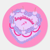 Sagittarius Zodiac Pastel Heart Birthday Cake Runder Aufkleber (Vorderseite)