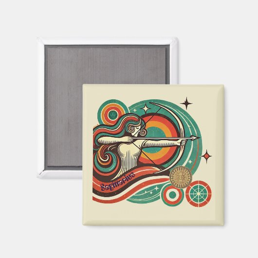 Sagittarius Zodiac Retro Magnet (Vorderseite/Rückseite)