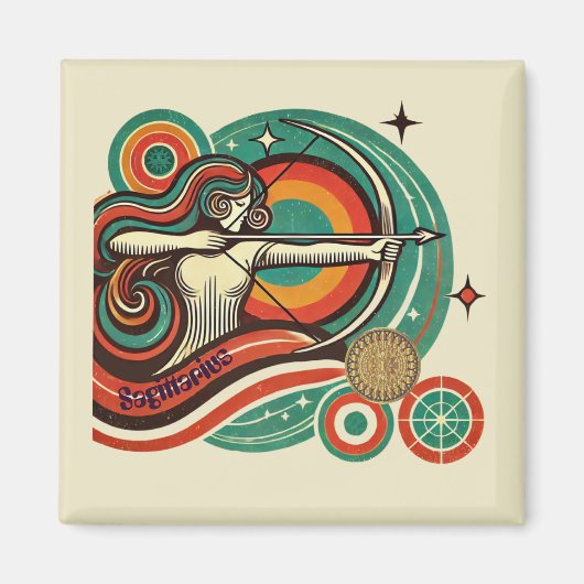 Sagittarius Zodiac Retro Magnet (Vorne)