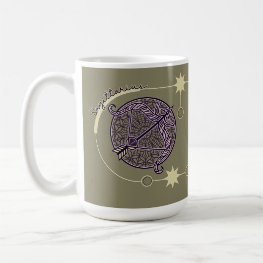 Sagittarius Zodiac Sign Astrologie Mandala Lila Kaffeetasse (Links)