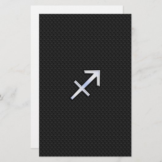 Sagittarius Zodiac Sign auf Black Snake Skin Decke Briefpapier (Vorne/Hinten)