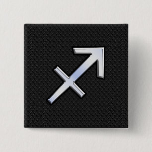 Sagittarius Zodiac Sign auf Black Snake Skin Decke Button