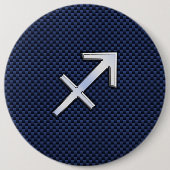 Sagittarius Zodiac Sign auf blauem Carbon Fibre De Button (Vorderseite)