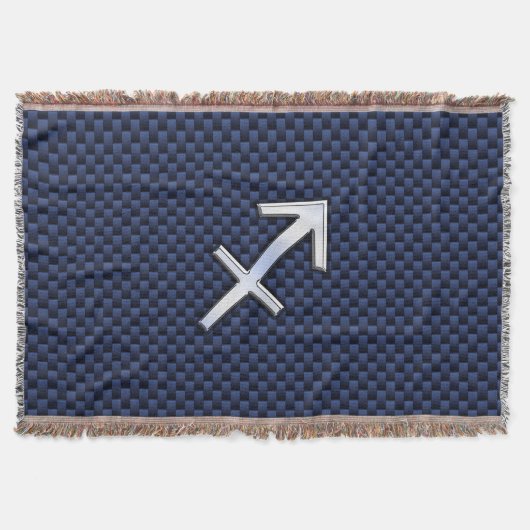 Sagittarius Zodiac Sign auf blauem Carbon Fibre De Decke (Vorderseite)