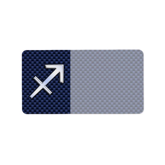 Sagittarius Zodiac Sign auf Blue Carbon Fibre Prin Adressaufkleber (Vorne)