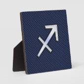 Sagittarius Zodiac Sign auf Blue Carbon Fibre Styl Fotoplatte (Vorderseite)