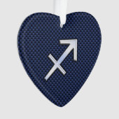 Sagittarius Zodiac Sign auf Blue Carbon Fibre Styl Ornament (Vorderseite)