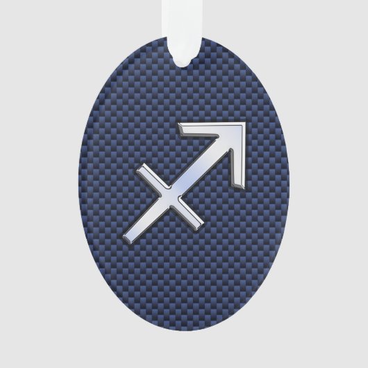 Sagittarius Zodiac Sign auf Blue Carbon Fibre Styl Ornament (Vorderseite)