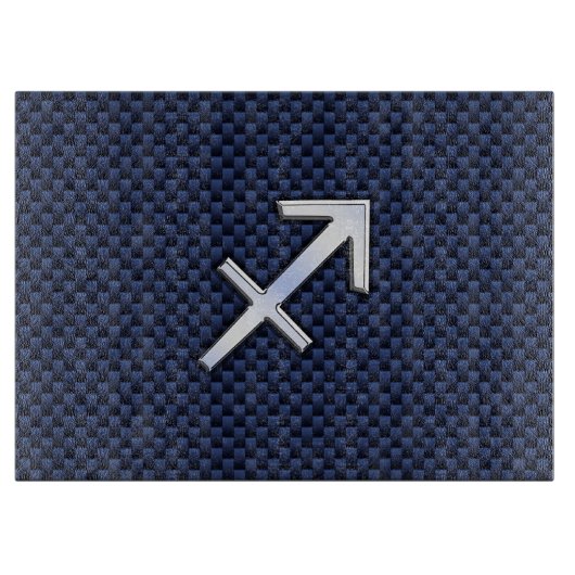 Sagittarius Zodiac Sign auf Blue Carbon Fibre Styl Schneidebrett (Vorderseite)