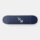 Sagittarius Zodiac Sign auf Blue Carbon Fibre Styl Skateboard (Horizontal)