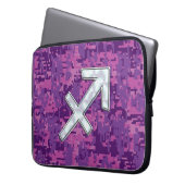 Sagittarius Zodiac Sign auf Fuchsia Digital Camouf Laptopschutzhülle (Vorderseite Links)