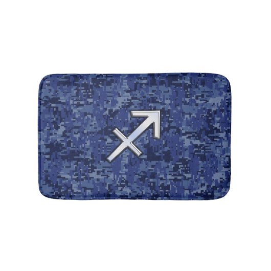 Sagittarius Zodiac Sign auf Navy Digital Camouflag Badematte (Vorderseite)